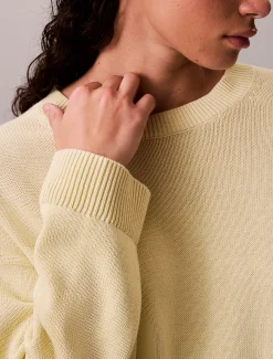 Calvin Klein Lässiger Pullover aus Baumwolle mit Rundhalsausschnitt^Damen Strickdesigns