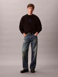 Calvin Klein Lässiger Pullover aus Baumwollgemisch mit Monogramm-Logo^Herren Strickdesigns