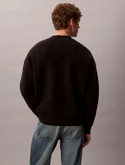 Calvin Klein Lässiger Pullover aus Baumwollgemisch mit Monogramm-Logo^Herren Strickdesigns