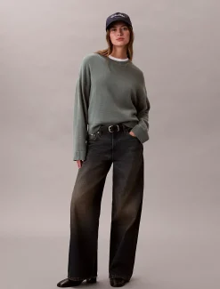 Calvin Klein Lässiger Pullover aus Baumwolle mit Rundhalsausschnitt^Damen Strickdesigns