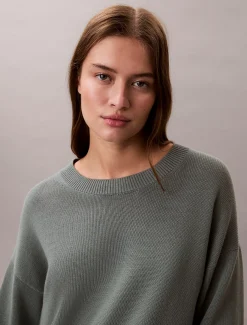 Calvin Klein Lässiger Pullover aus Baumwolle mit Rundhalsausschnitt^Damen Strickdesigns