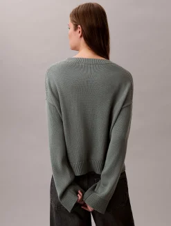 Calvin Klein Lässiger Pullover aus Baumwolle mit Rundhalsausschnitt^Damen Strickdesigns