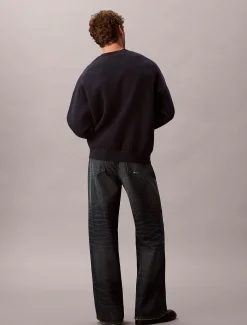 Calvin Klein Lässiger Pullover aus Baumwollgemisch mit Monogramm-Logo^Herren Strickdesigns