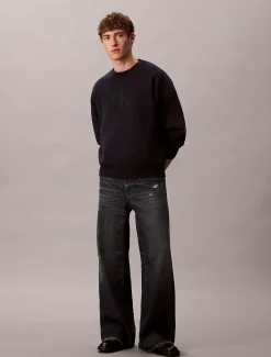 Calvin Klein Lässiger Pullover aus Baumwollgemisch mit Monogramm-Logo^Herren Strickdesigns