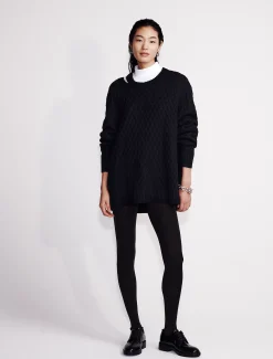 Calvin Klein Lässiger Pullover aus Merinowolle mit Zopfstrick^Damen Strickdesigns