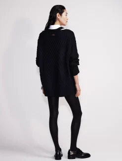 Calvin Klein Lässiger Pullover aus Merinowolle mit Zopfstrick^Damen Strickdesigns