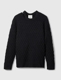 Calvin Klein Lässiger Pullover aus Merinowolle mit Zopfstrick^Damen Strickdesigns