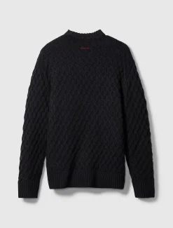 Calvin Klein Lässiger Pullover aus Merinowolle mit Zopfstrick^Damen Strickdesigns