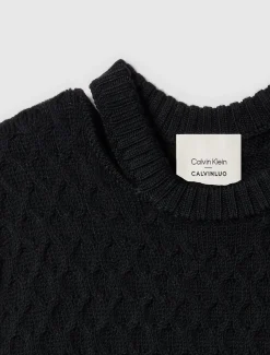 Calvin Klein Lässiger Pullover aus Merinowolle mit Zopfstrick^Damen Strickdesigns