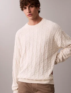 Calvin Klein Lässiger Pullover mit durchgehendem Logo^Herren Strickdesigns