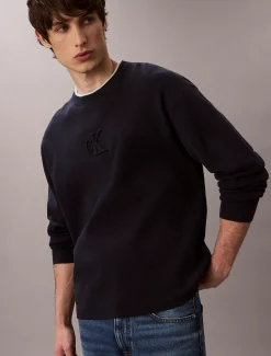 Calvin Klein Lässiger Pullover mit geprägtem Monogramm-Logo^Herren Strickdesigns