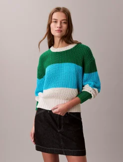 Calvin Klein Lässiger Pullover mit groben Streifen^Damen Strickdesigns