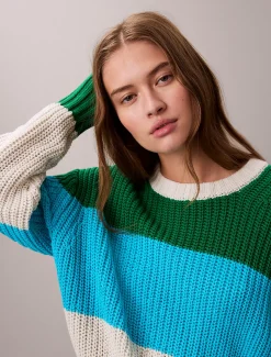 Calvin Klein Lässiger Pullover mit groben Streifen^Damen Strickdesigns
