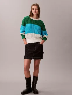 Calvin Klein Lässiger Pullover mit groben Streifen^Damen Strickdesigns