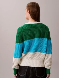 Calvin Klein Lässiger Pullover mit groben Streifen^Damen Strickdesigns