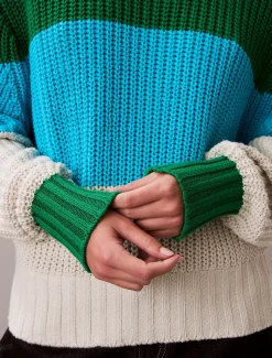 Calvin Klein Lässiger Pullover mit groben Streifen^Damen Strickdesigns