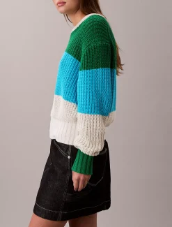 Calvin Klein Lässiger Pullover mit groben Streifen^Damen Strickdesigns