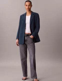Calvin Klein Lässiger Twill-Blazer mit Gürtel^Damen JackenFrisch Eingetroffen