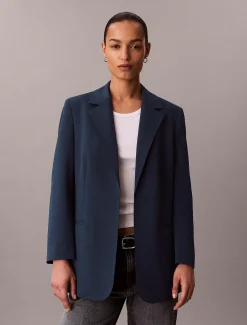 Calvin Klein Lässiger Twill-Blazer mit Gürtel^Damen JackenFrisch Eingetroffen