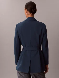 Calvin Klein Lässiger Twill-Blazer mit Gürtel^Damen JackenFrisch Eingetroffen