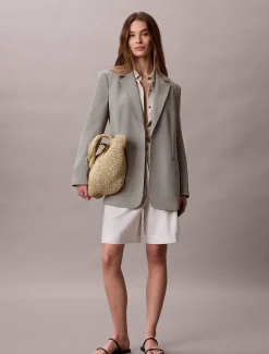 Calvin Klein Lässiger Twill-Blazer mit Gürtel^Damen JackenFrisch Eingetroffen