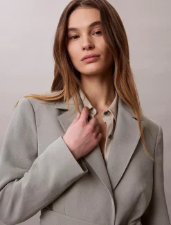 Calvin Klein Lässiger Twill-Blazer mit Gürtel^Damen JackenFrisch Eingetroffen