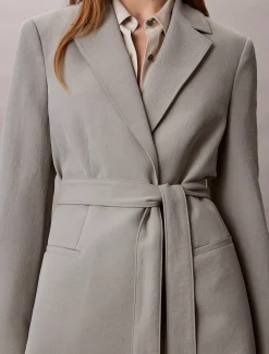 Calvin Klein Lässiger Twill-Blazer mit Gürtel^Damen JackenFrisch Eingetroffen