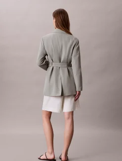 Calvin Klein Lässiger Twill-Blazer mit Gürtel^Damen JackenFrisch Eingetroffen