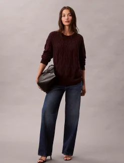 Calvin Klein Lässiger Zopfstrick-Sweater aus Baumwolle^Damen Strickdesigns