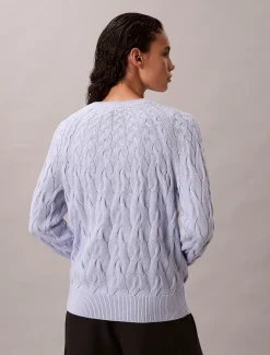 Calvin Klein Lässiger Zopfstrick-Sweater aus Baumwolle^Damen Strickdesigns