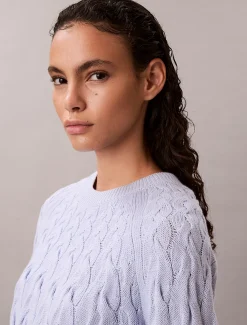 Calvin Klein Lässiger Zopfstrick-Sweater aus Baumwolle^Damen Strickdesigns
