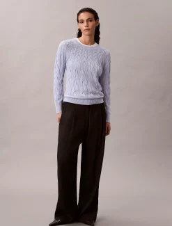 Calvin Klein Lässiger Zopfstrick-Sweater aus Baumwolle^Damen Strickdesigns