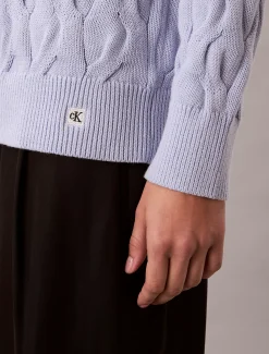 Calvin Klein Lässiger Zopfstrick-Sweater aus Baumwolle^Damen Strickdesigns