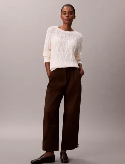 Calvin Klein Lässiger Zopfstrick-Sweater aus Baumwolle^Damen Strickdesigns