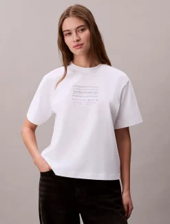 Calvin Klein Lässiges, besticktes Logo-T-Shirt^Damen T-shirts & Tops