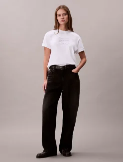 Calvin Klein Lässiges, besticktes Logo-T-Shirt^Damen T-shirts & Tops