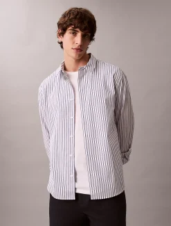 Calvin Klein Lässiges Button-Down-Hemd aus Baumwolle mit doppelten Streifen^Herren Hemden & Poloshirts