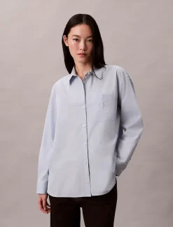Calvin Klein Lässiges Button-Down-Hemd aus Baumwoll-Popeline^Damen Hemden & Blusen|T-shirts & Tops