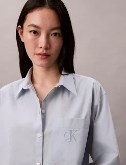 Calvin Klein Lässiges Button-Down-Hemd aus Baumwoll-Popeline^Damen Hemden & Blusen|T-shirts & Tops