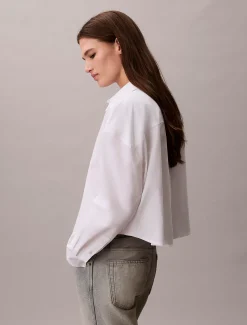 Calvin Klein Lässiges cropped Button-Down-Hemd aus Baumwoll-Popeline^Damen Hemden & Blusen