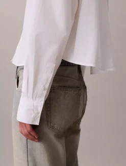 Calvin Klein Lässiges cropped Button-Down-Hemd aus Baumwoll-Popeline^Damen Hemden & Blusen