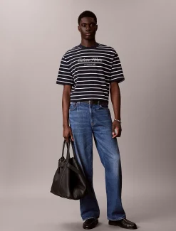 Calvin Klein Lässiges, gestreiftes T-Shirt aus Baumwoll-Piqué^Herren T-shirts