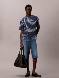 Calvin Klein Lässiges, gestreiftes T-Shirt aus Baumwoll-Piqué^Herren T-shirts