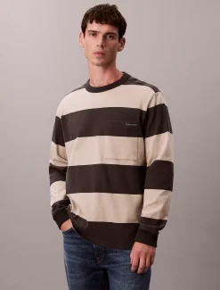 Calvin Klein Lässiges, gestreiftes T-Shirt aus Baumwolle^Herren T-shirts