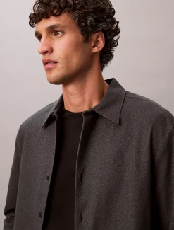 Calvin Klein Lässiges Hemd aus meliertem Flanell mit Knopfleiste^Herren Hemden & Poloshirts