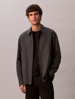 Calvin Klein Lässiges Hemd aus meliertem Flanell mit Knopfleiste^Herren Hemden & Poloshirts