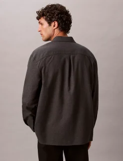 Calvin Klein Lässiges Hemd aus meliertem Flanell mit Knopfleiste^Herren Hemden & Poloshirts