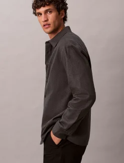 Calvin Klein Lässiges Hemd aus meliertem Flanell mit Knopfleiste^Herren Hemden & Poloshirts