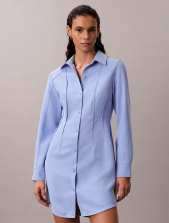 Calvin Klein Lässiges langärmeliges Mini-Hemdkleid aus Twill^Damen Kleider & Röcke