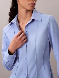 Calvin Klein Lässiges langärmeliges Mini-Hemdkleid aus Twill^Damen Kleider & Röcke